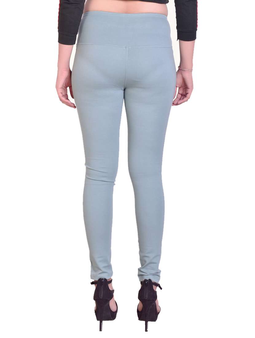 blue solid mid rise full length jegging - 16864372 - Standard Image - 3