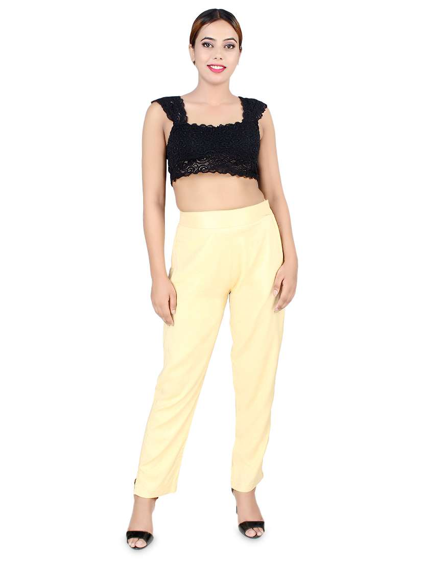 women solid high rise cigarette pants - 16864606 - Standard Image - 3