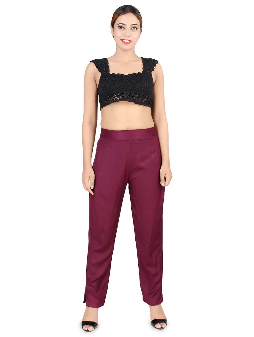 women solid high rise cigarette pants - 16864610 - Standard Image - 3
