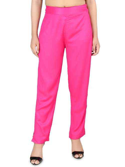 women solid high rise cigarette pants - 16864614 - Standard Image - 0