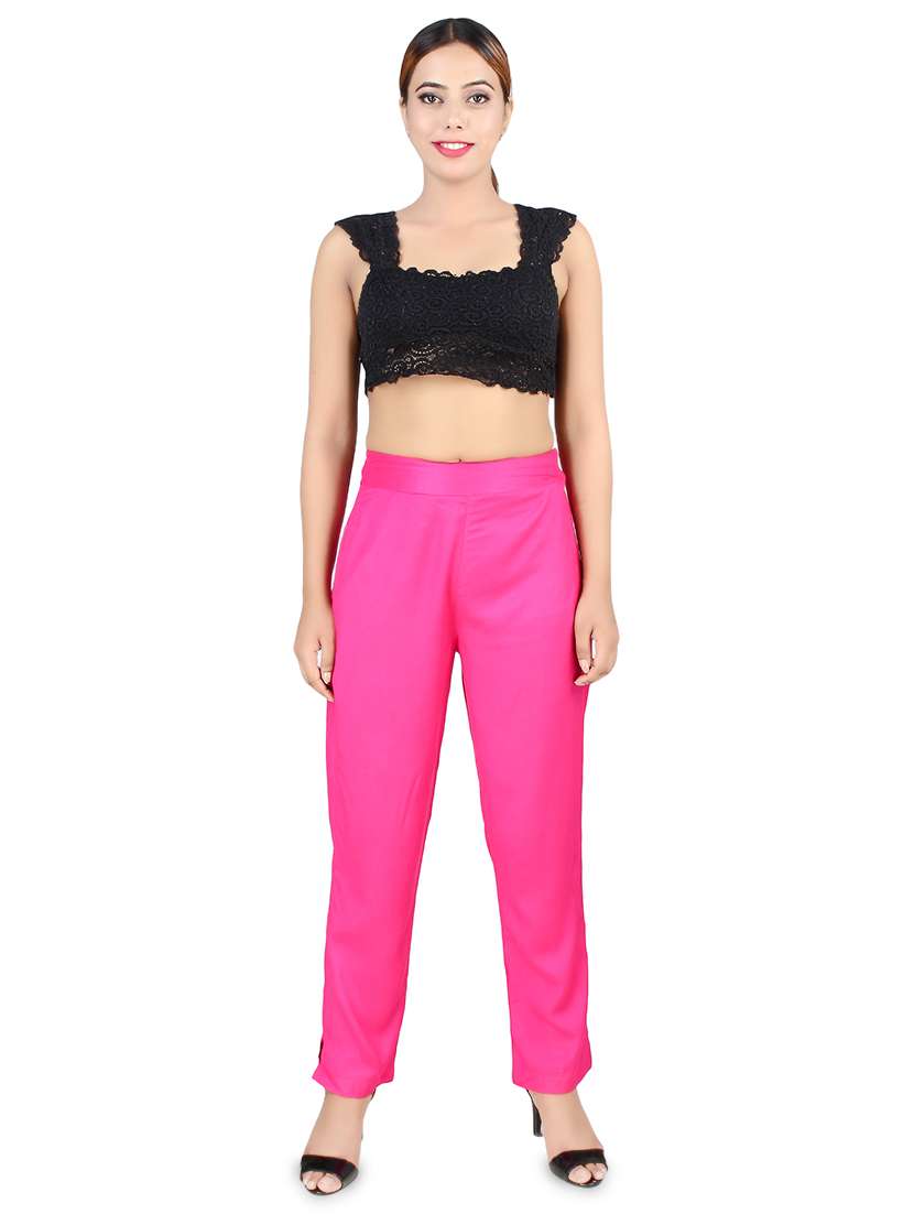 women solid high rise cigarette pants - 16864614 - Standard Image - 3