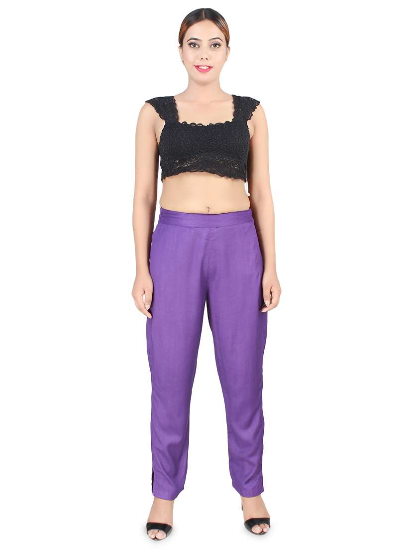 women solid high rise cigarette pants - 16864615 - Standard Image - 3