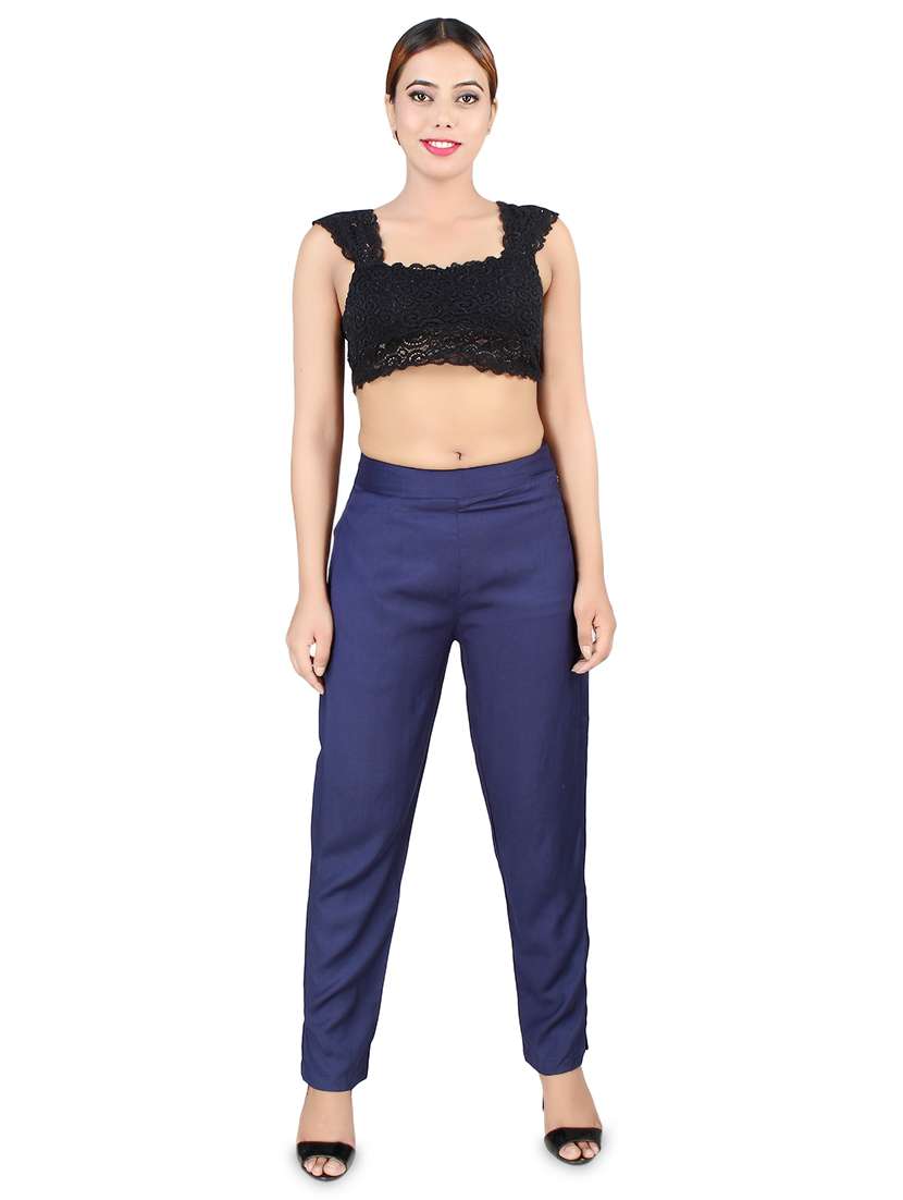 women solid high rise cigarette pants - 16864619 - Standard Image - 3