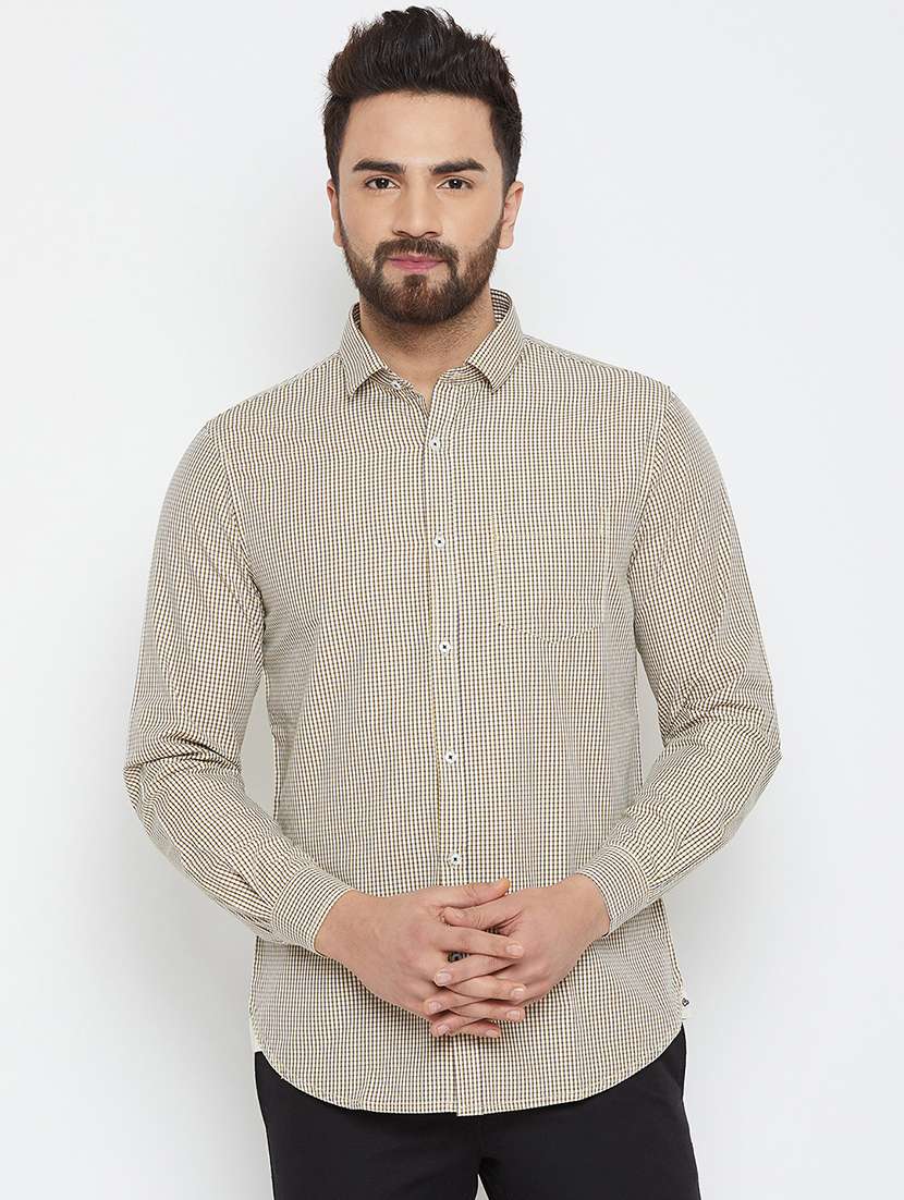 yellow checkered casual shirt - 16865307 - Zoom Image - 0