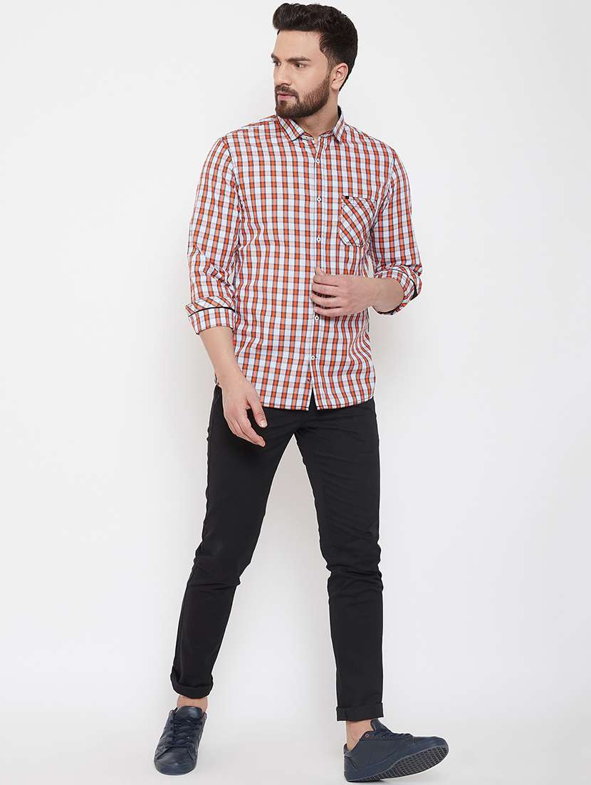 orange checkered casual shirt - 16865309 -  Standard Image - 3