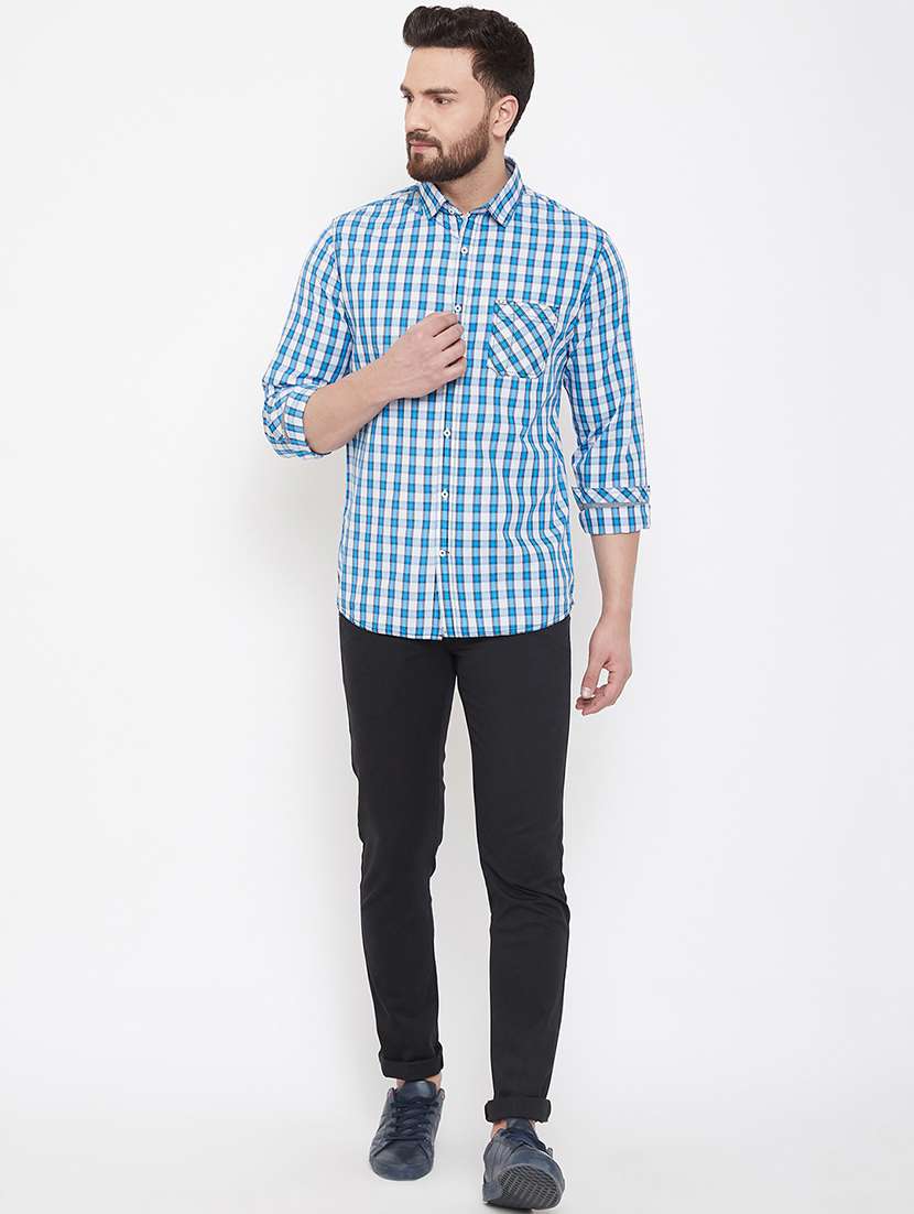light blue checkered casual shirt - 16865310 -  Standard Image - 3