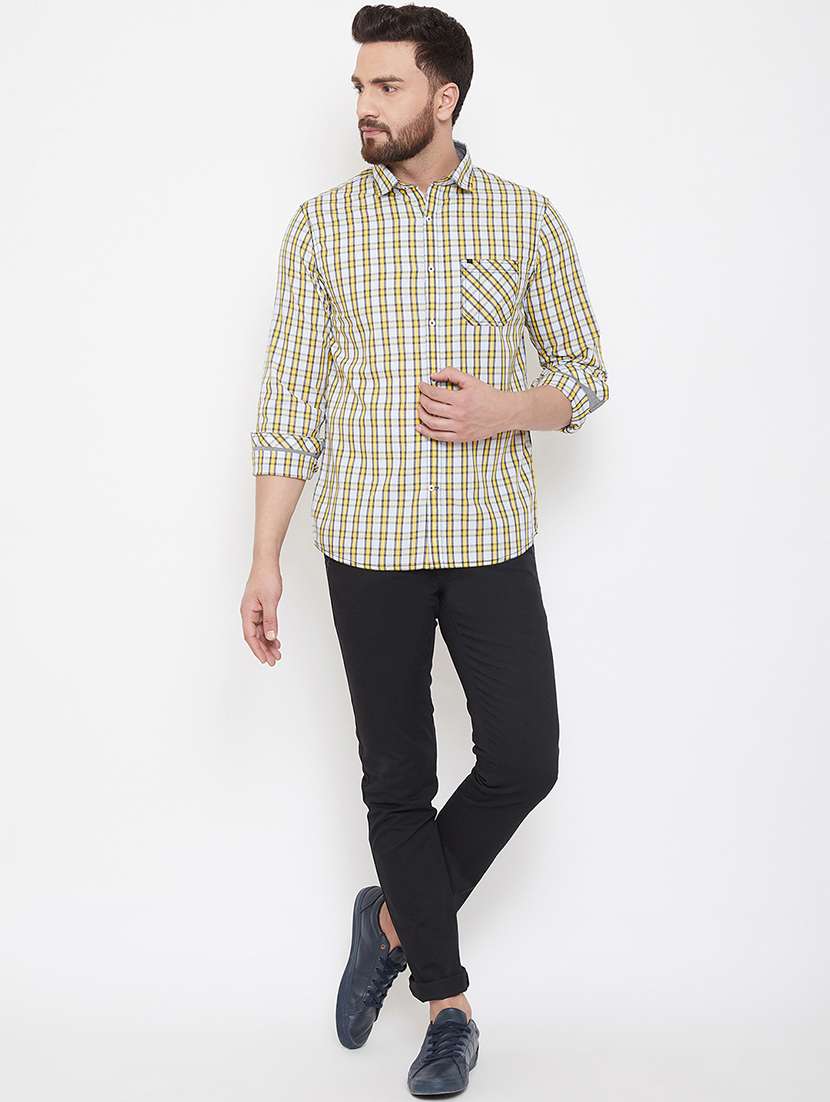 yellow checkered casual shirt - 16865311 -  Standard Image - 3