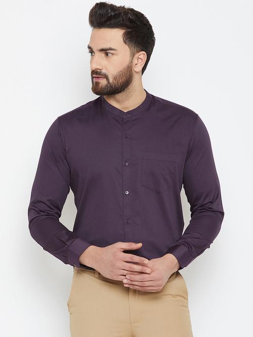 purple solid formal shirt - 16865317 - Standard Image - 0