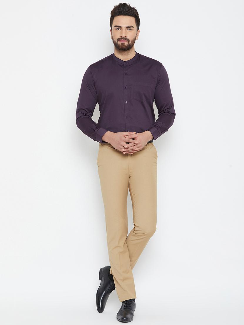 purple solid formal shirt - 16865317 - Standard Image - 3