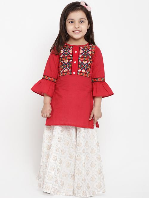 red kurta palazzo set  - 16866370 -  Standard Image - 0