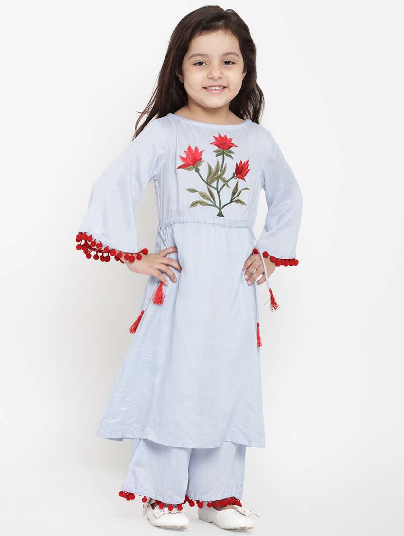 blue kurta pant set suit set