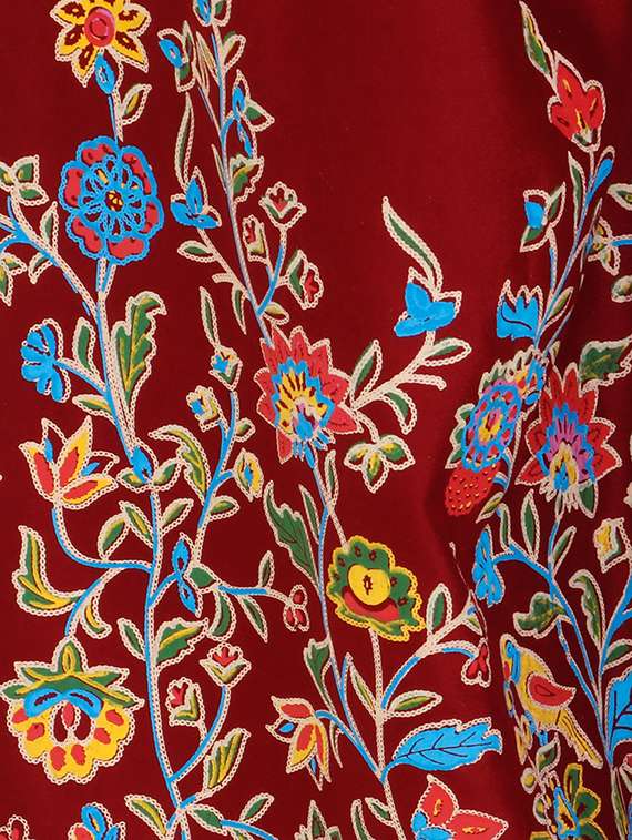 maroon floral print flared palazzo - 16866683 -  Standard Image - 3