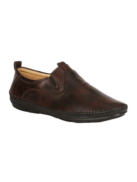 brown leatherette slipons