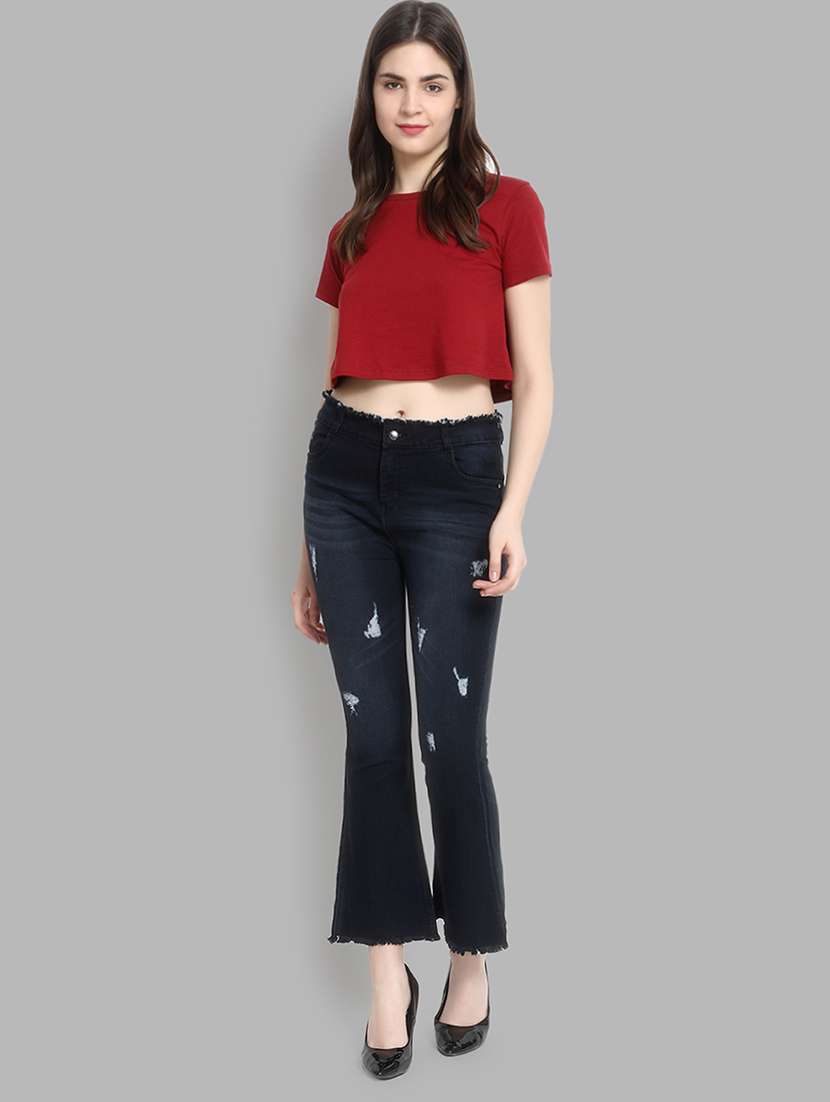 distress detail high rise jeans  - 16868016 -  Standard Image - 3