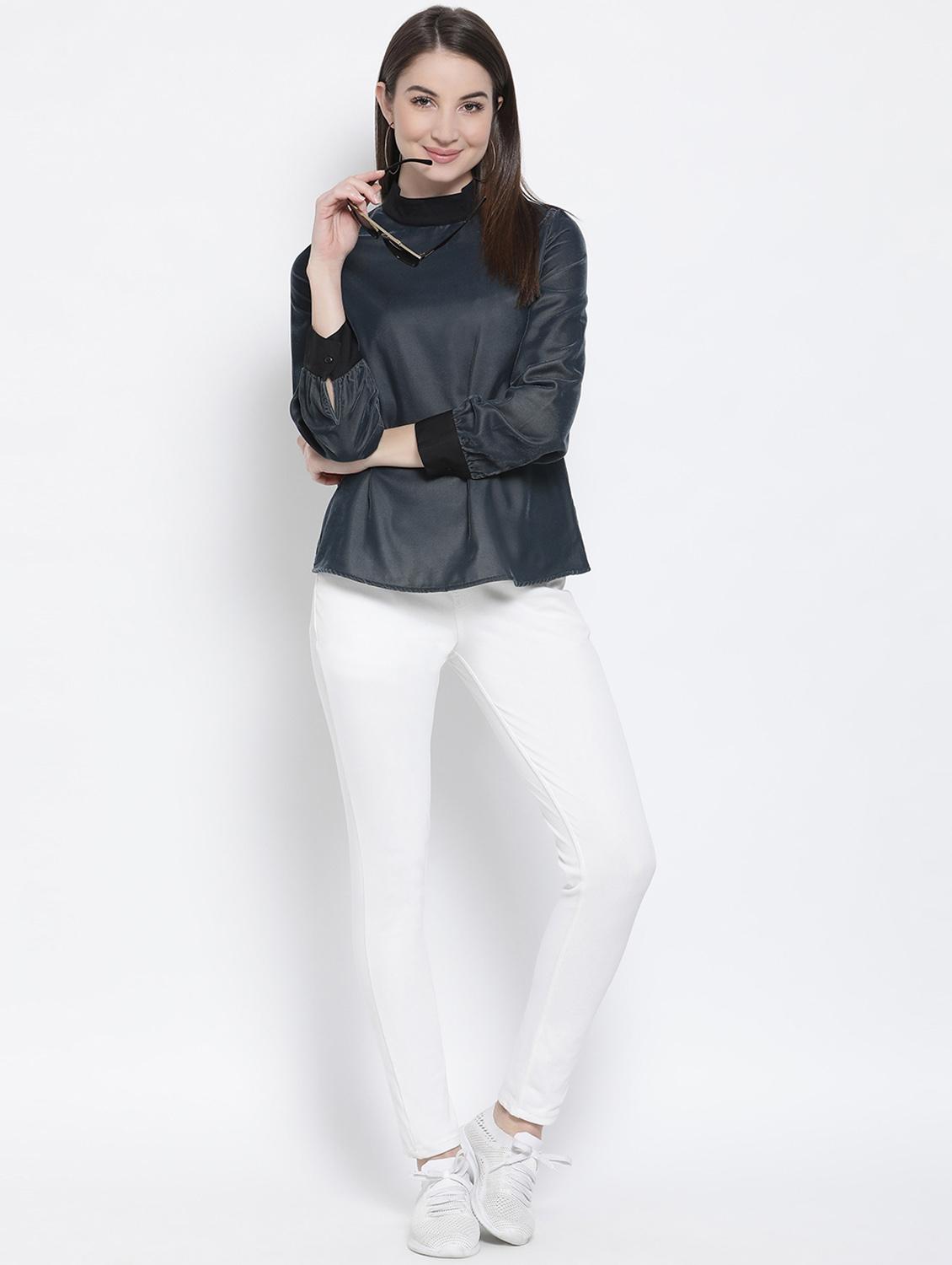 mock neck solid top - 16868313 - Standard Image - 3