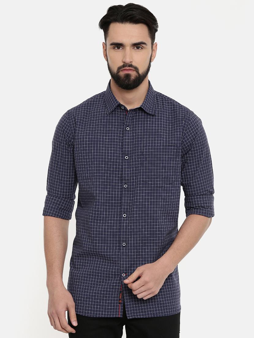 blue checkered casual shirt - 16868771 -  Zoom Image - 0