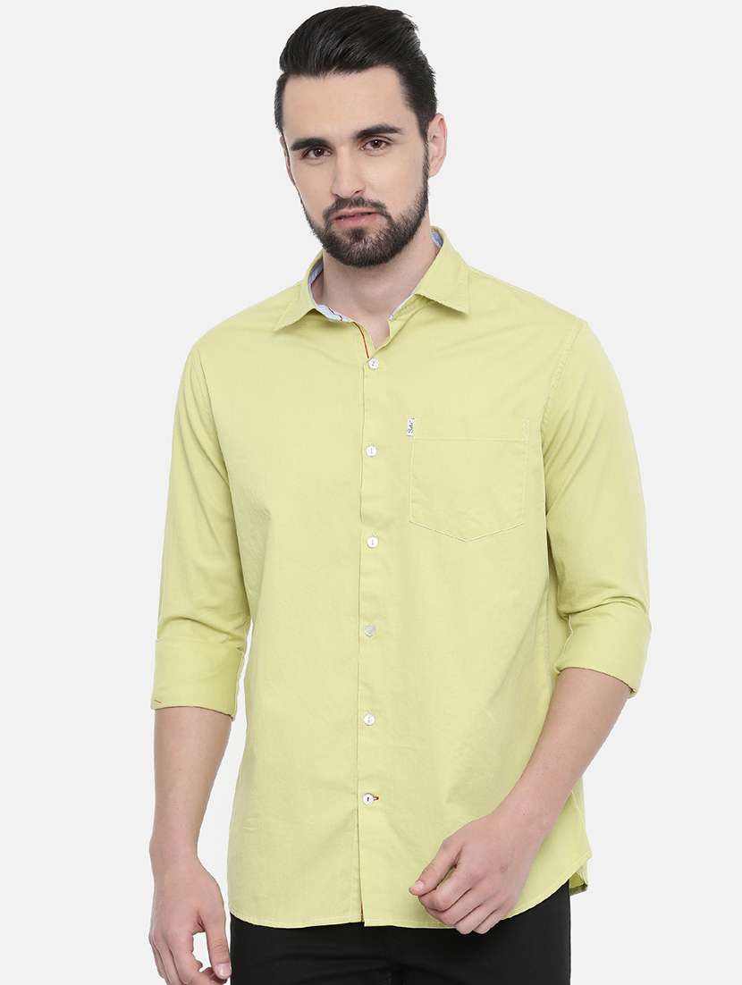 yellow solid casual shirt - 16868790 -  Zoom Image - 0
