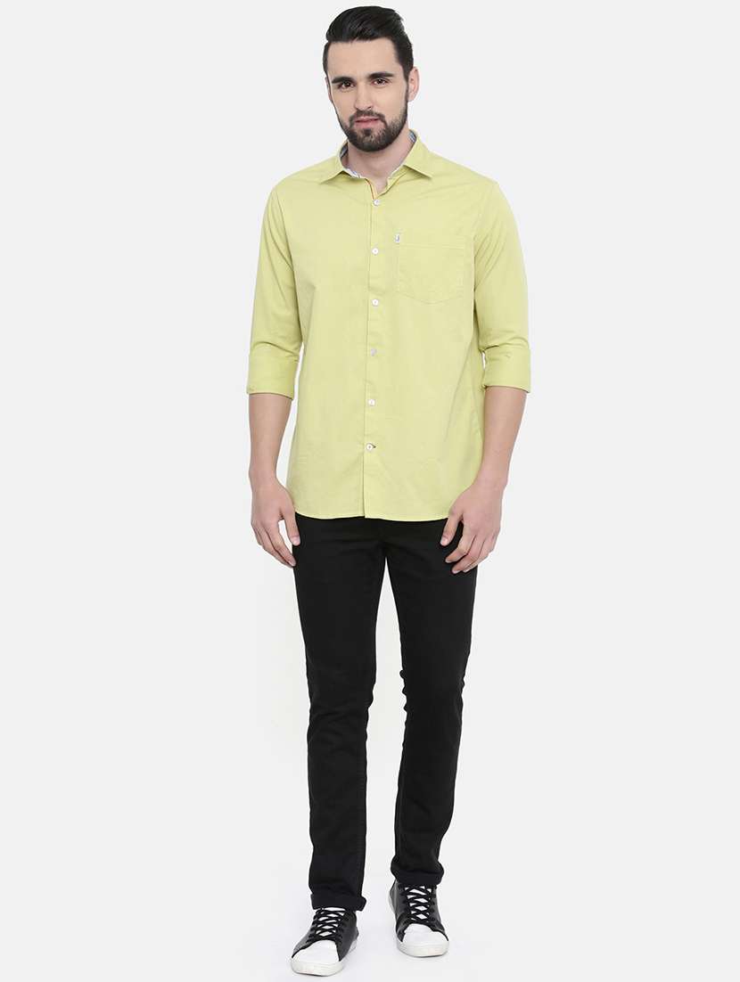 yellow solid casual shirt - 16868790 - Standard Image - 3