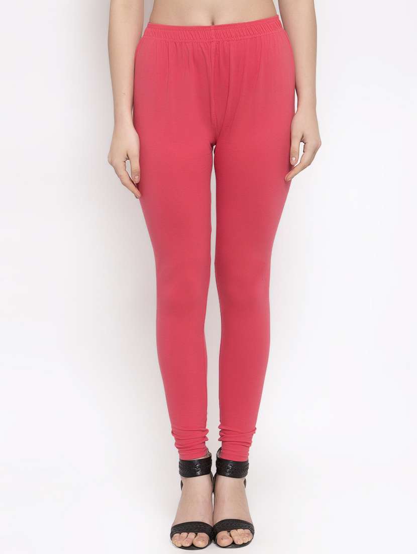blush pink solid churidar leggings