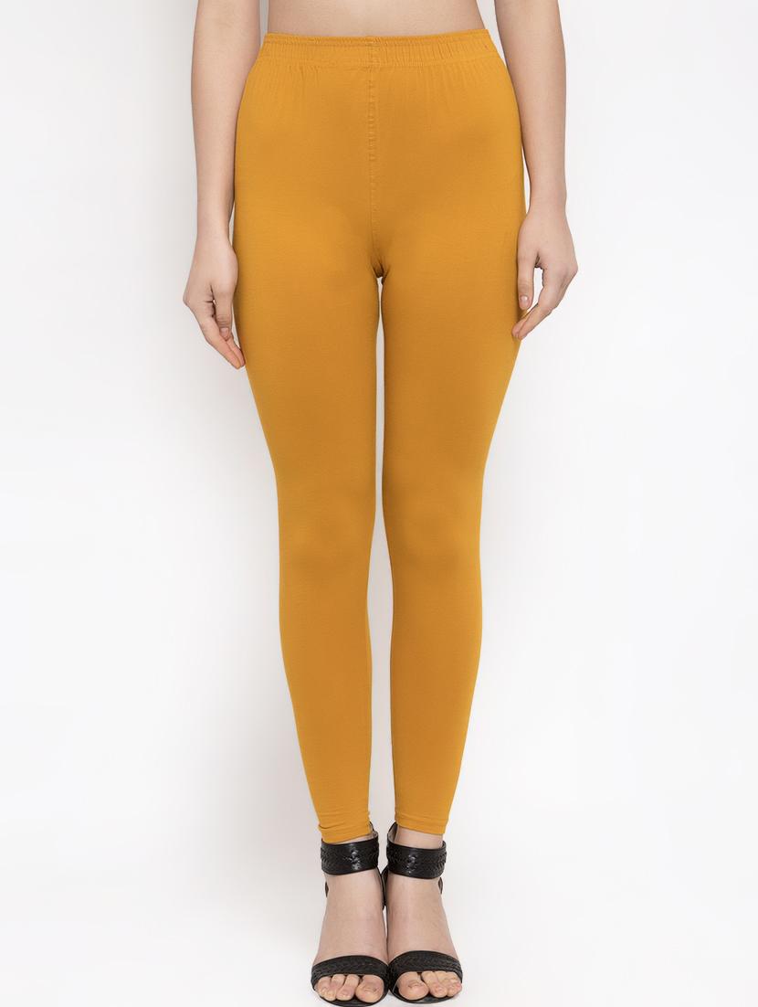 mustard solid full length leggings