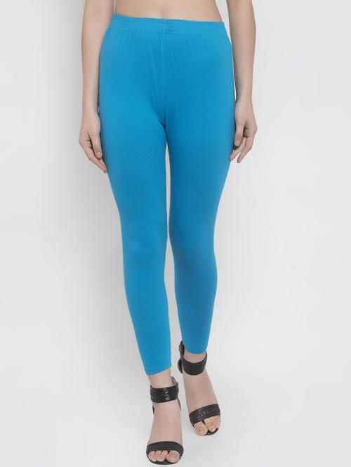 blue solid ankle length legging - 16869417 -  Standard Image - 0
