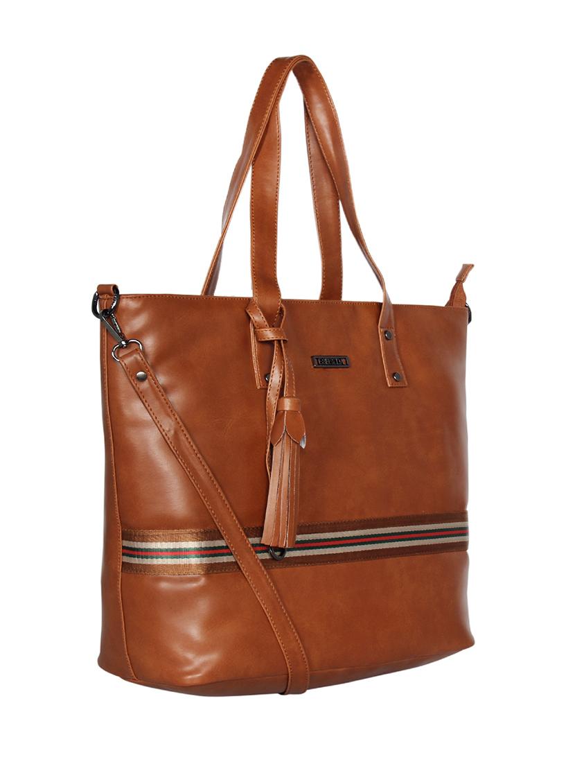 tan leatherette (pu) handbag - 16870235 - Standard Image - 3