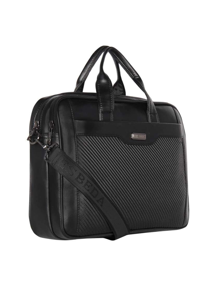 black leatherette (pu) laptop bag - 16870242 -  Standard Image - 3