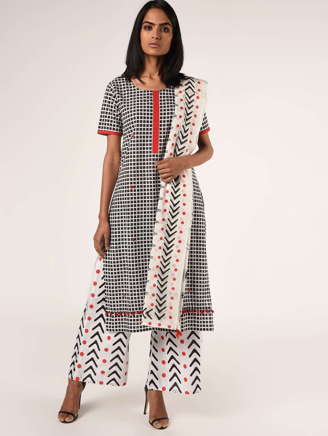 Buy online Check Printed Suit Set from ethnic wear for Women by