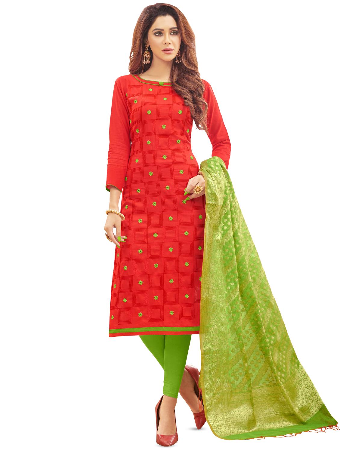 embroidered unstitched churidar suit  - 16872775 -  Zoom Image - 0