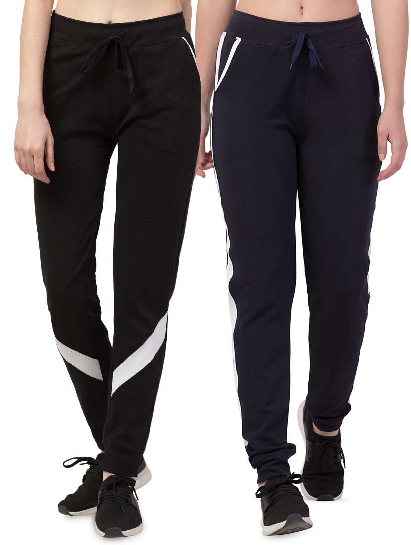 set of 2 high rise contrast detail track pant 