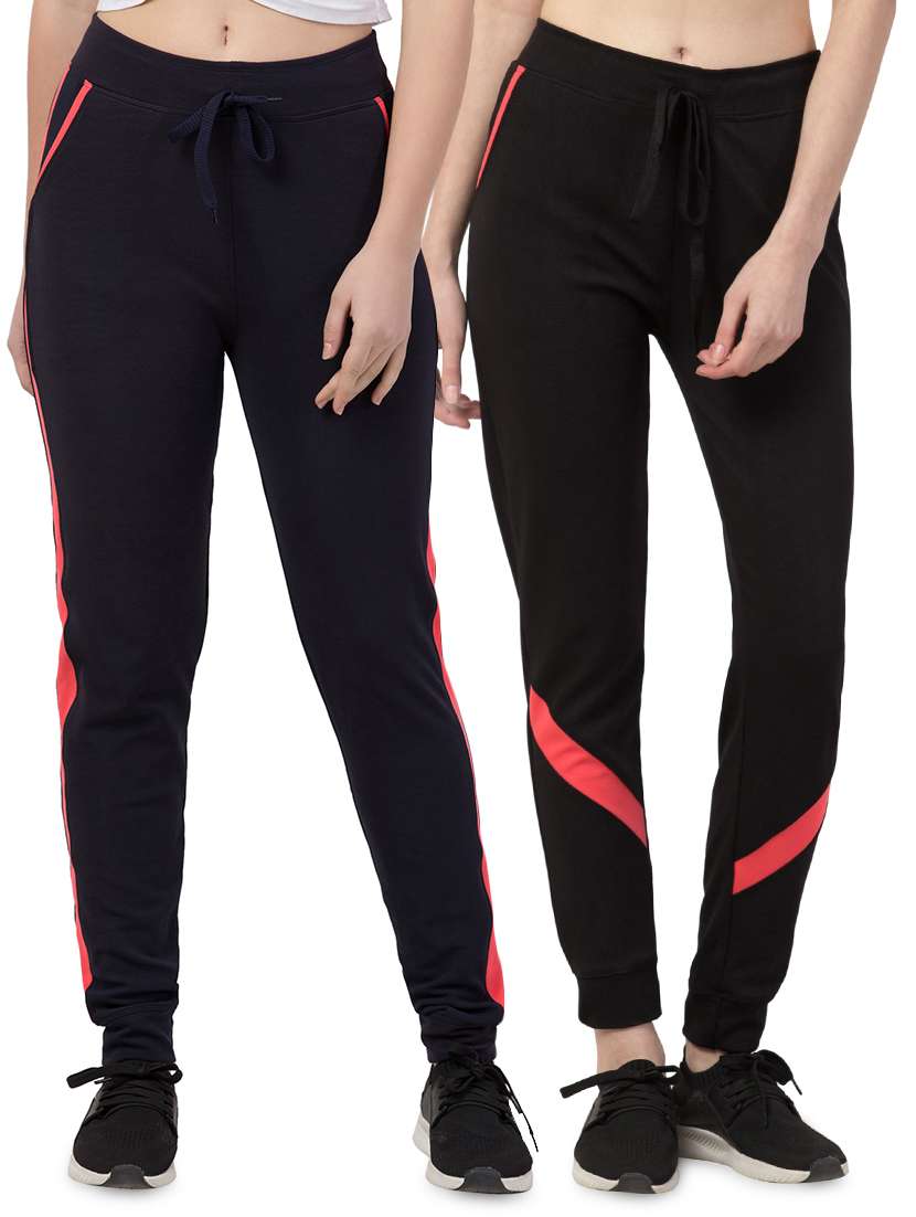 set of 2 high rise contrast detail track pant 