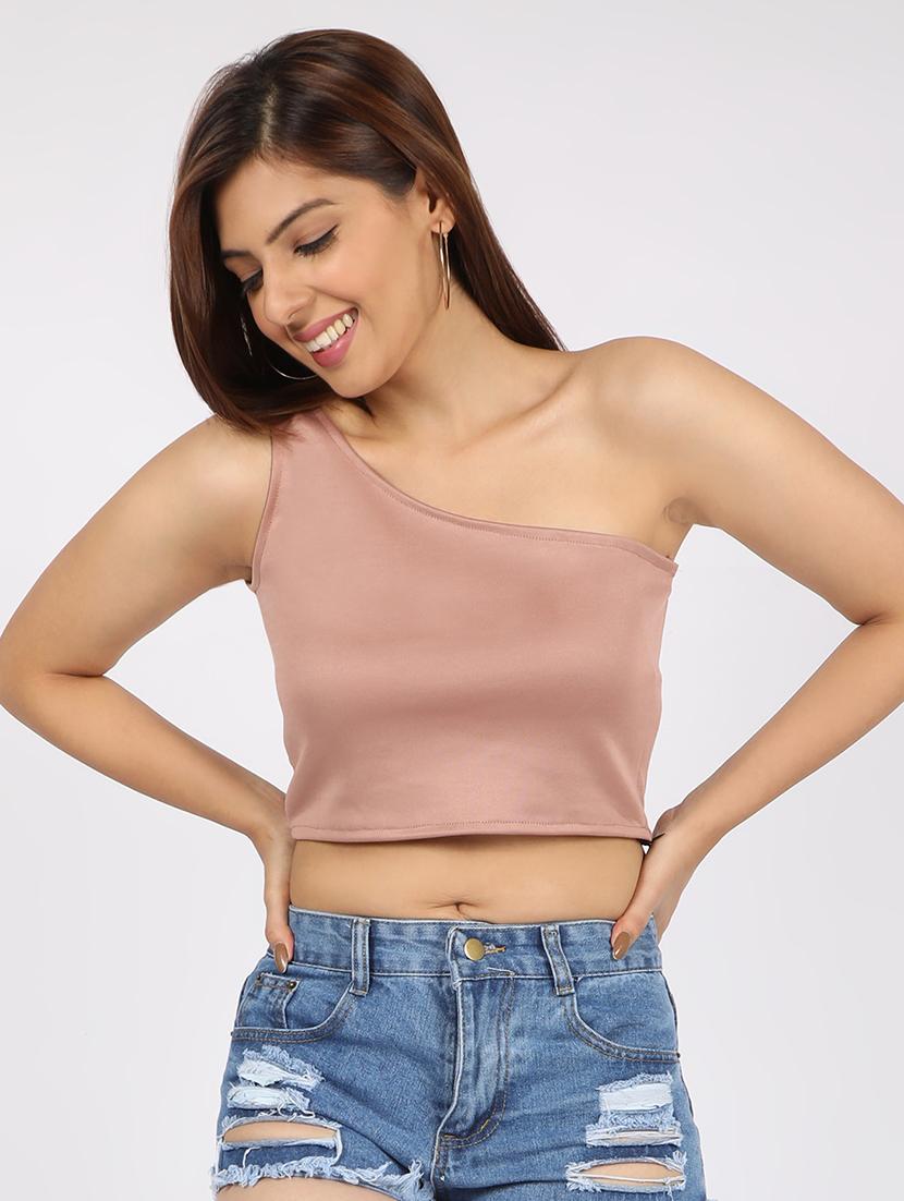 women's crop single shoulder top