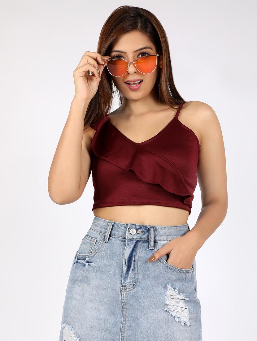 women's crop v neck top - 16874456 -  Zoom Image - 0