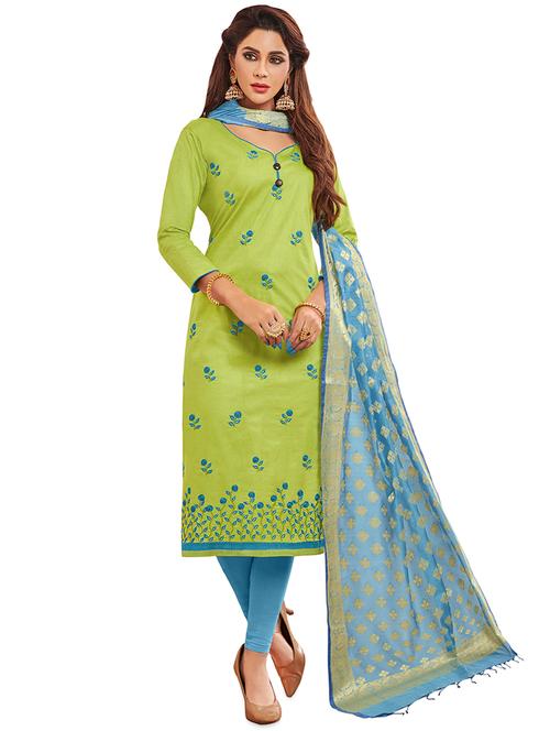 embroidered unstitched churidar suit  - 16876612 -  Standard Image - 0
