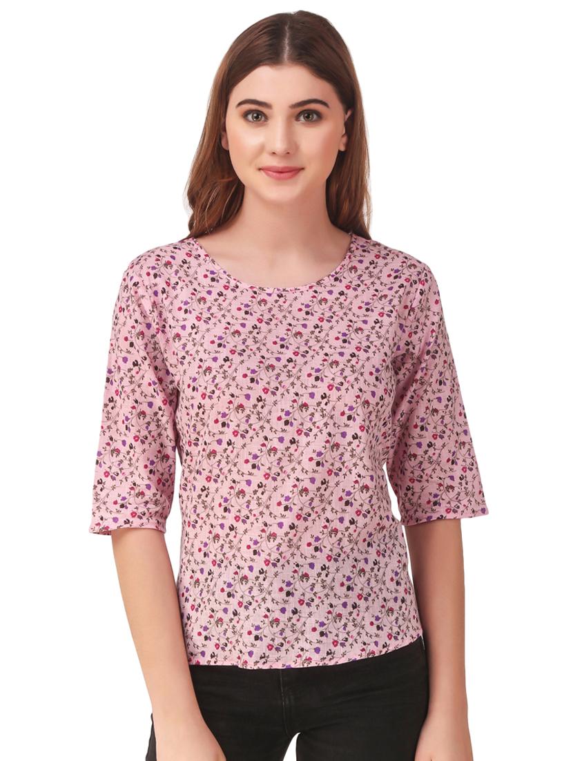 round neck floral top - 16876615 - Zoom Image - 0