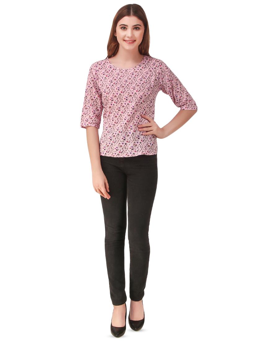 round neck floral top - 16876615 - Standard Image - 3