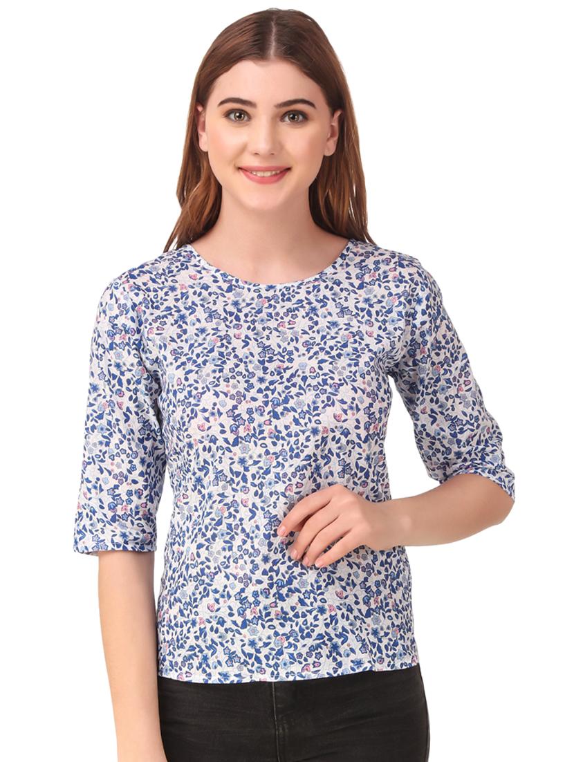 round neck floral top - 16876618 - Zoom Image - 0