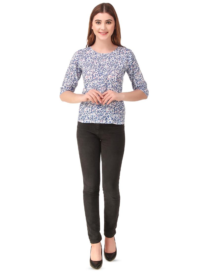 round neck floral top - 16876618 - Standard Image - 3