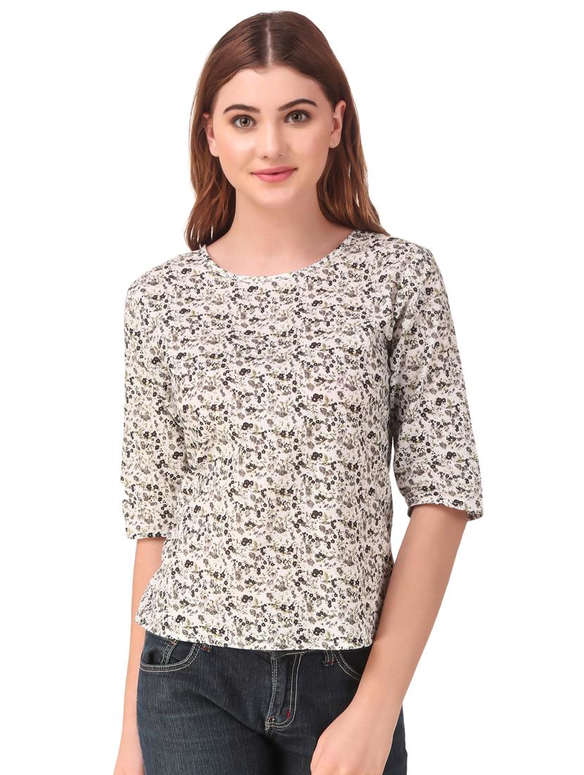 round neck floral top - 16876619 - Zoom Image - 0