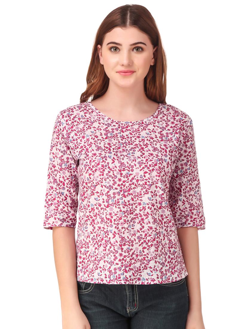 round neck floral top - 16876620 - Zoom Image - 0