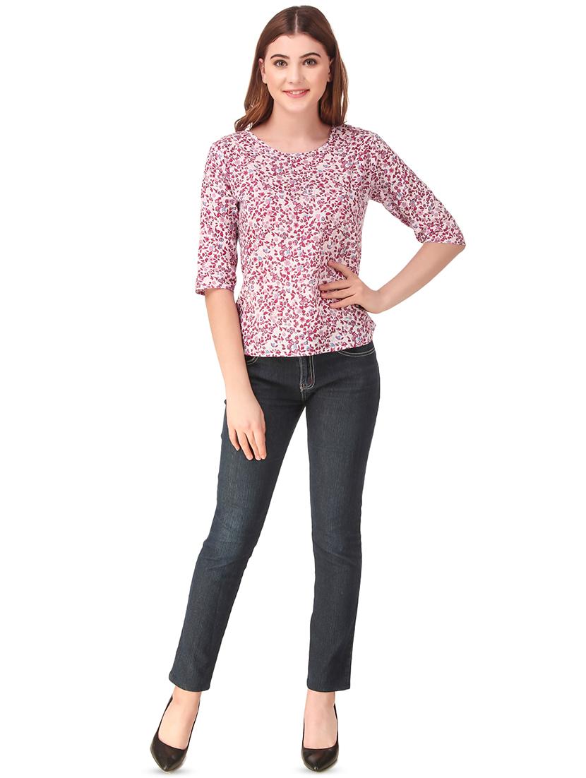 round neck floral top - 16876620 - Standard Image - 3