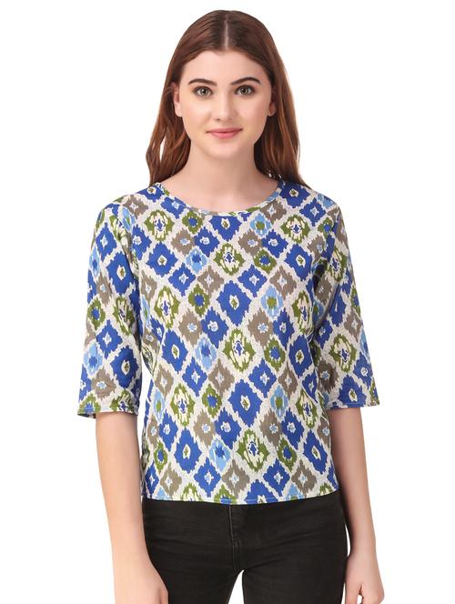 round neck abstract top - 16876621 - Standard Image - 0