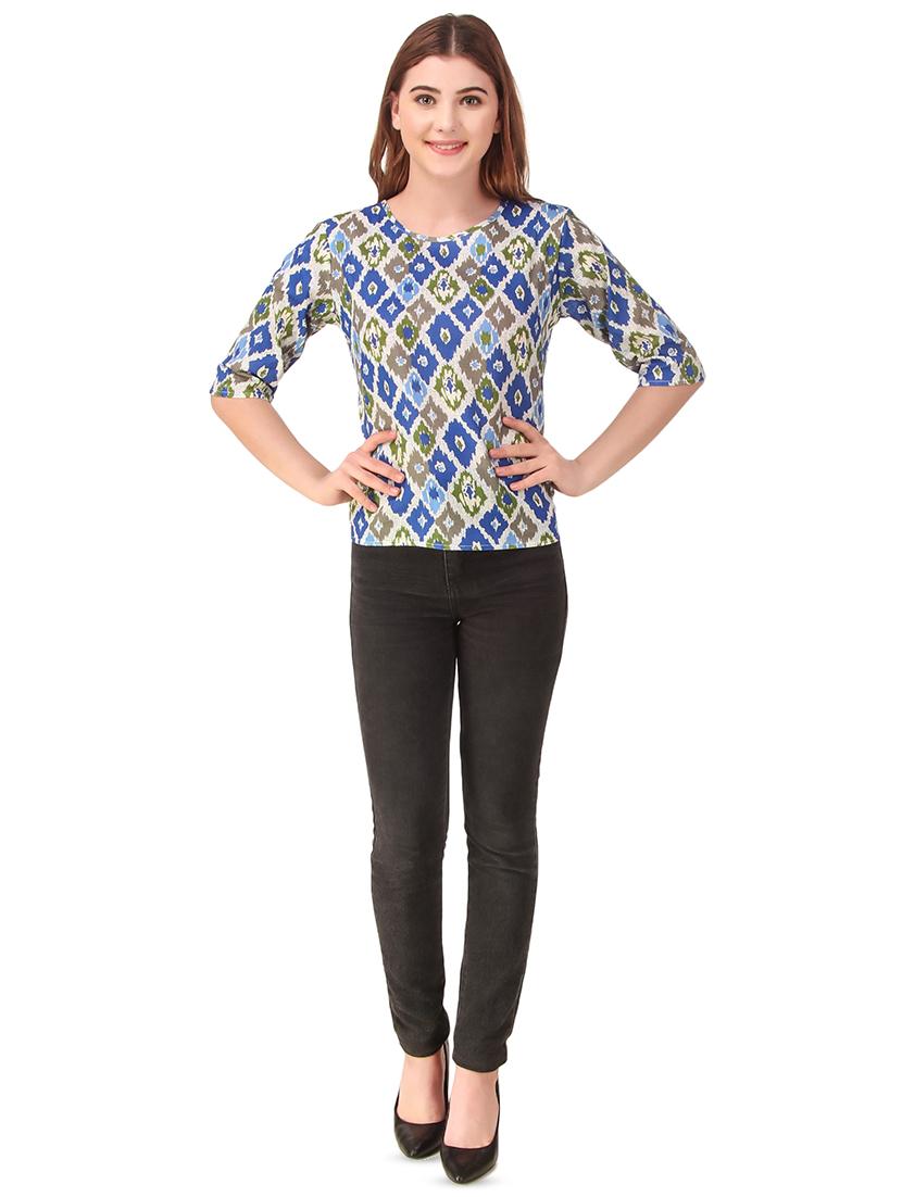 round neck abstract top - 16876621 - Standard Image - 3