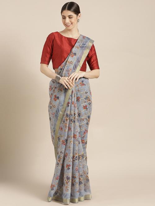 floral printed saree with blouse - 16876937 -  Standard Image - 0