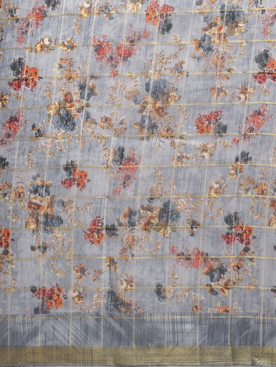floral printed saree with blouse - 16876937 - Standard Image - 3