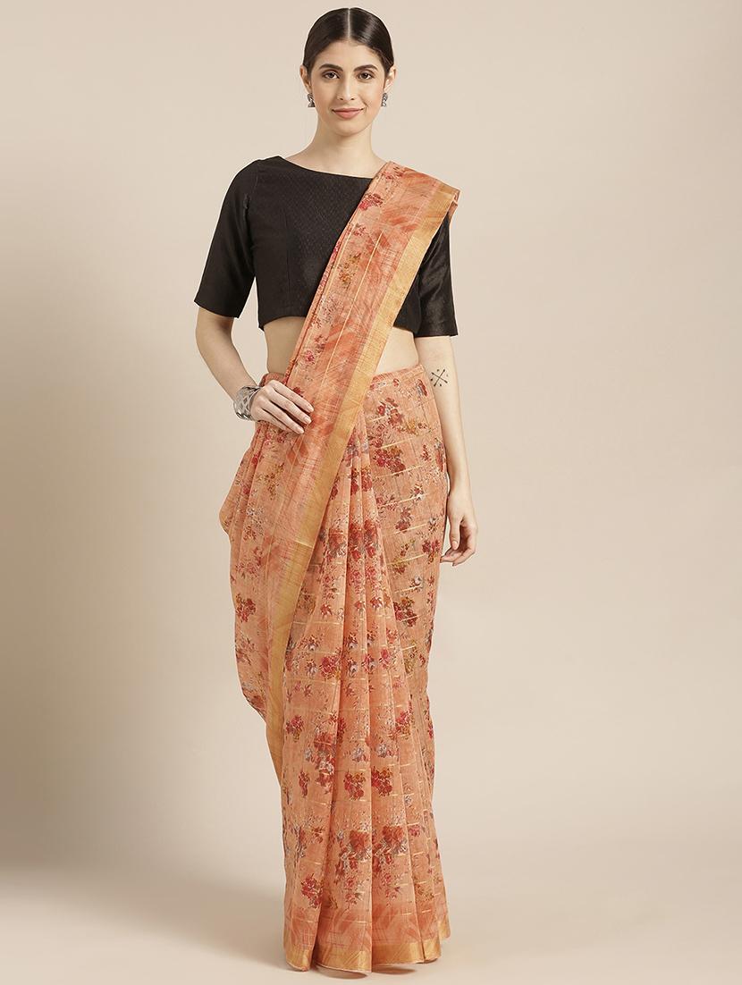 floral printed saree with blouse - 16876939 -  Zoom Image - 0