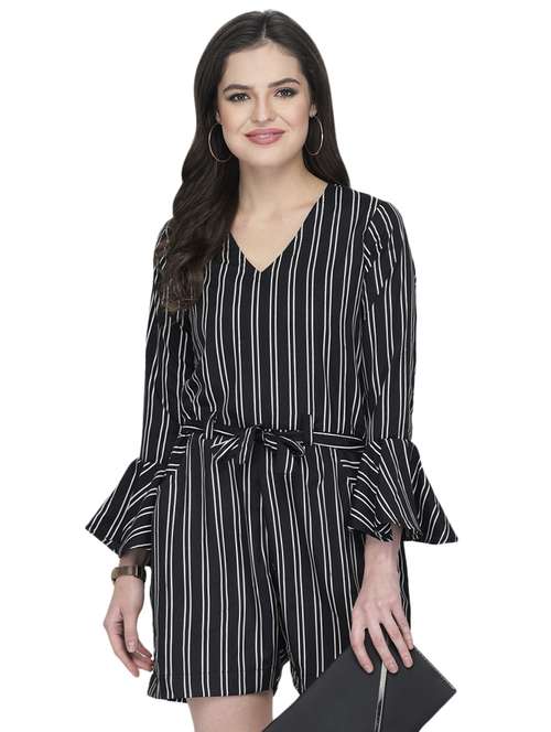bell sleeved striped romper  - 16877716 -  Standard Image - 0