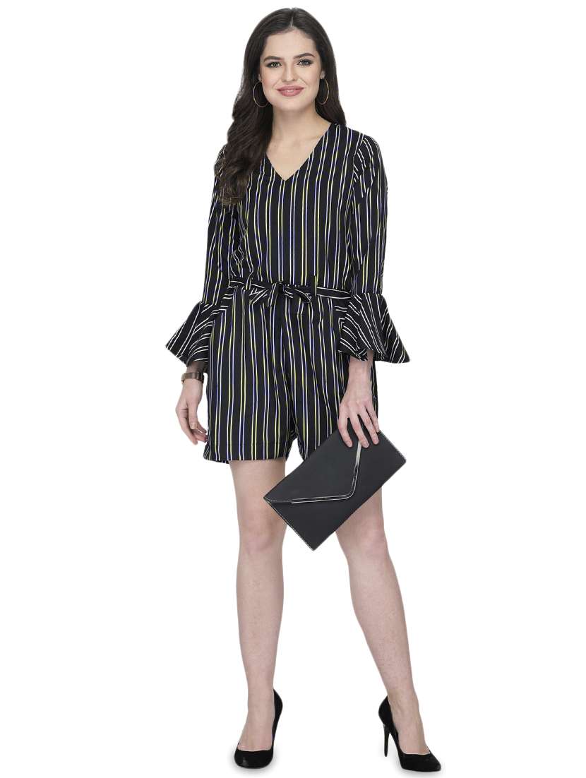 bell sleeved striped romper  - 16877716 -  Standard Image - 3