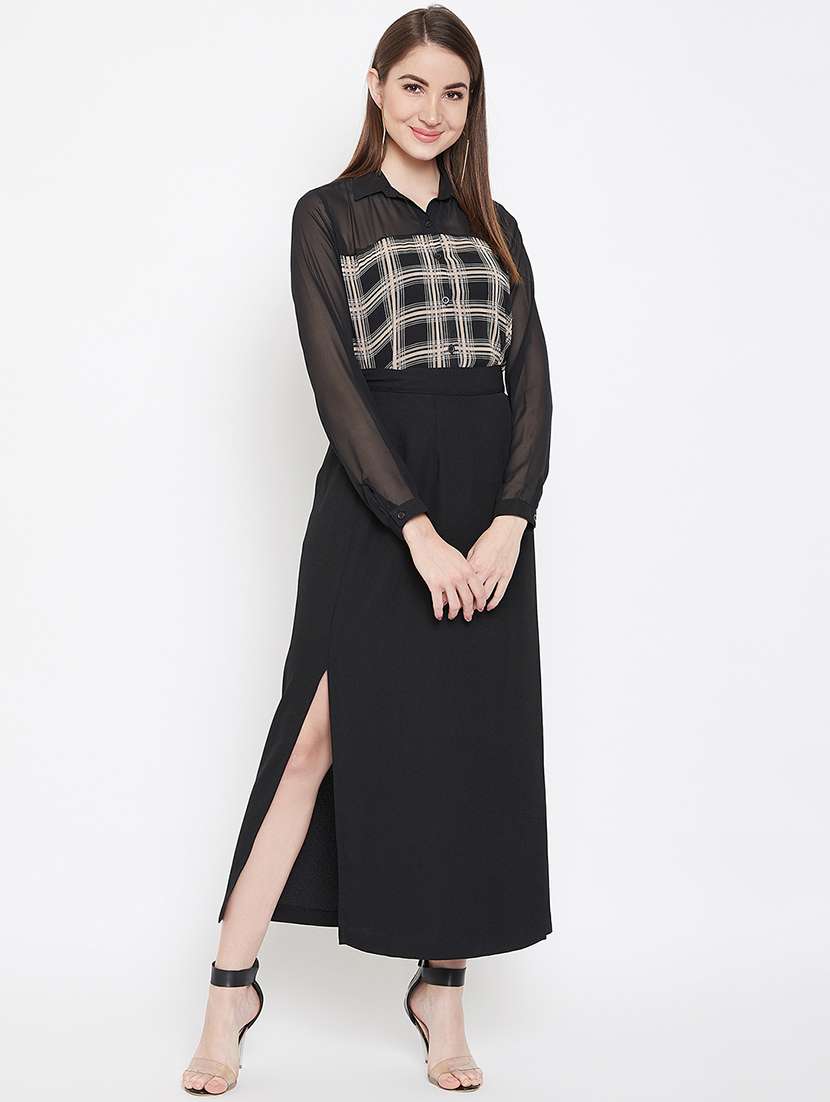 sheer panel checkered shirt  - 16878444 -  Standard Image - 3