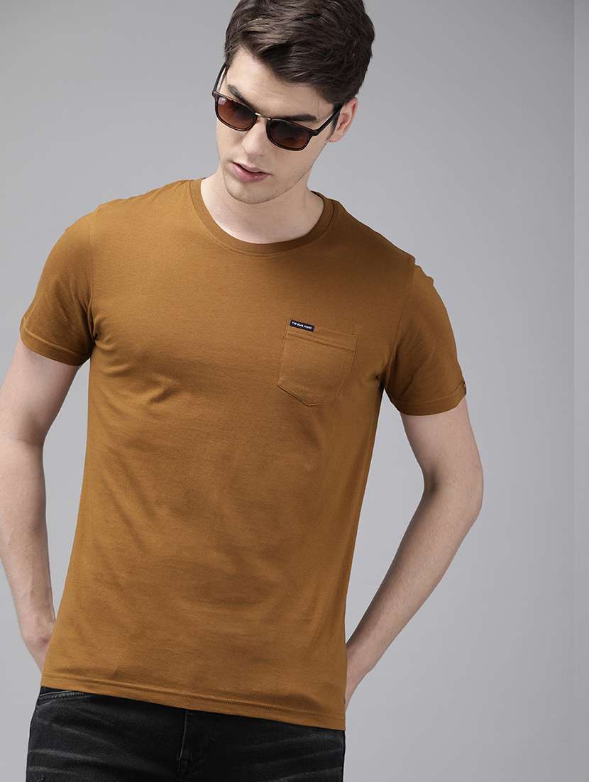 brown solid pocket t-shirt